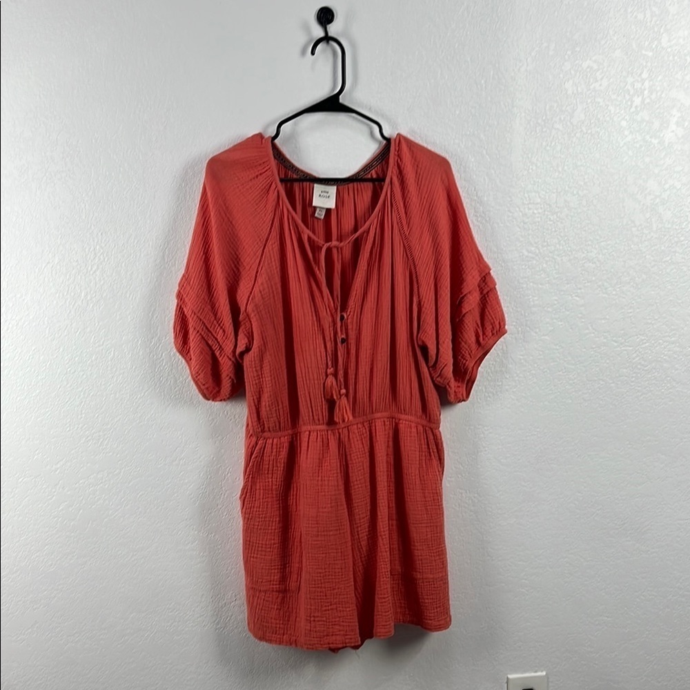 Knox Rose Size XL Gauze Romper Shorts Short Sleeve Coral Beachy Boho TC0653
